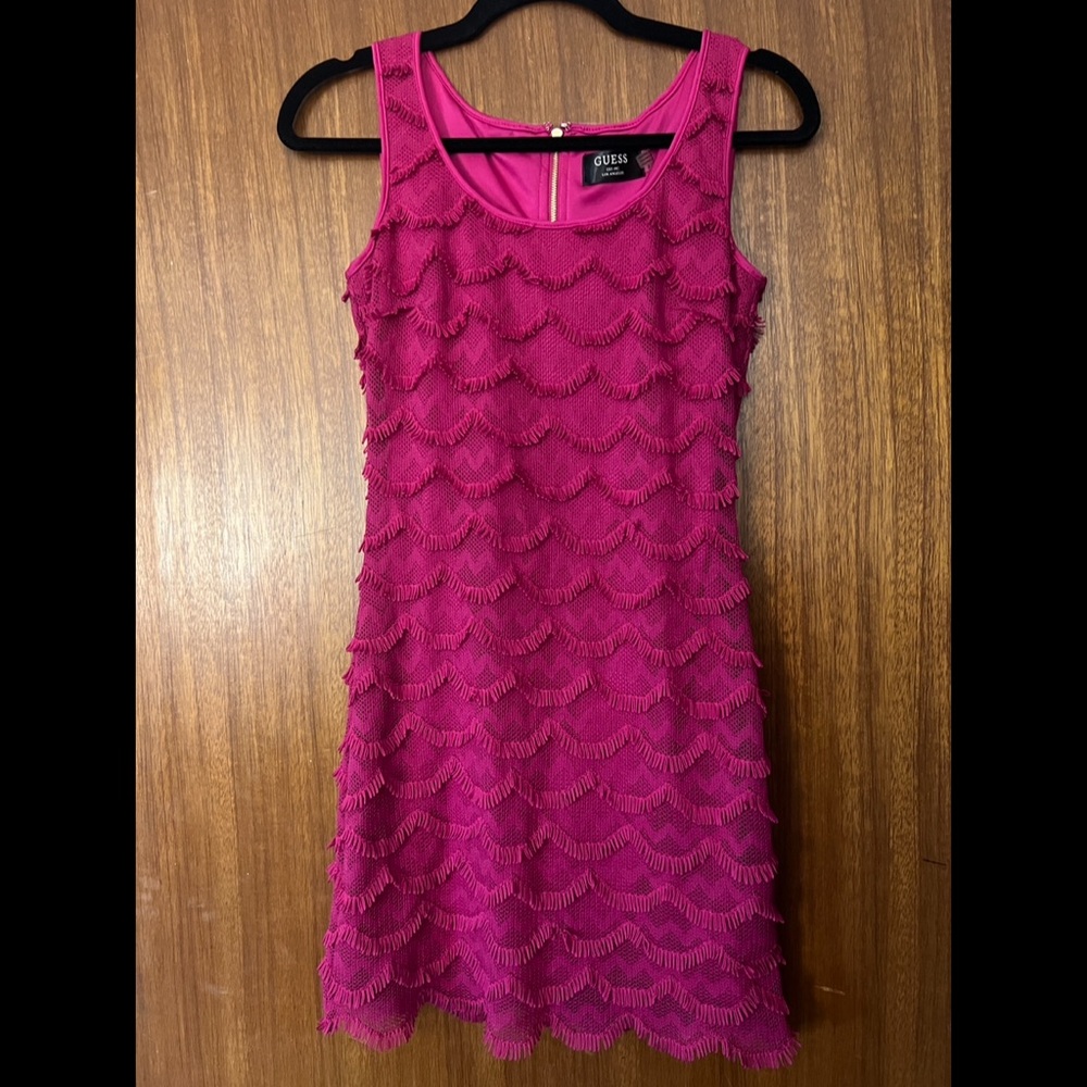 Guess Fuchsia Sleeveless Ruffle Dress